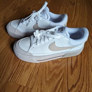 Nike White and Tan Athletic Shoes